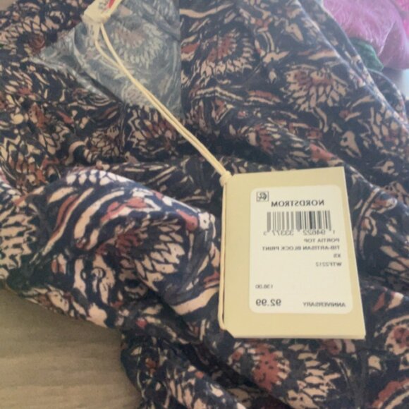 Faherty Portia Top In Artisan Block Print Size XS - Picture 2 of 6